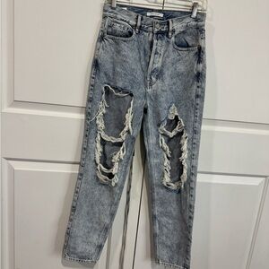 PacSun Distressed Straight Leg Jeans - Blue